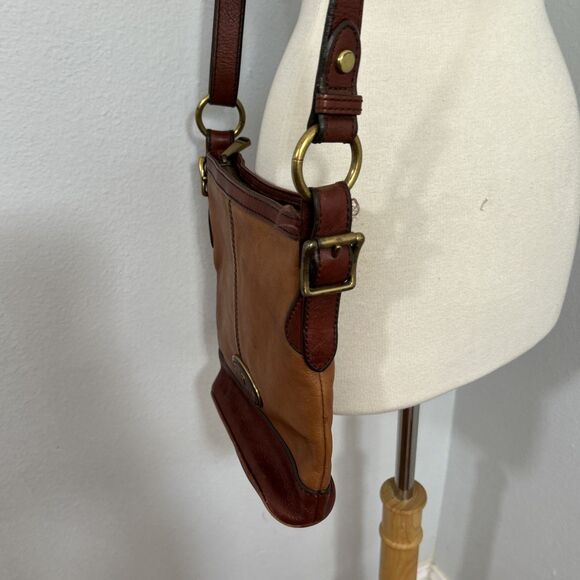 Fossil Crossbody Shoulder Purse Two‎ Tone Brown Lather Bucket Purse - Picture 4 of 15